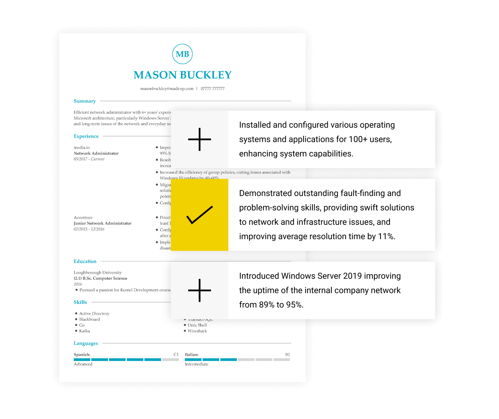Maak een CV met voorgedefinieerde inhoud