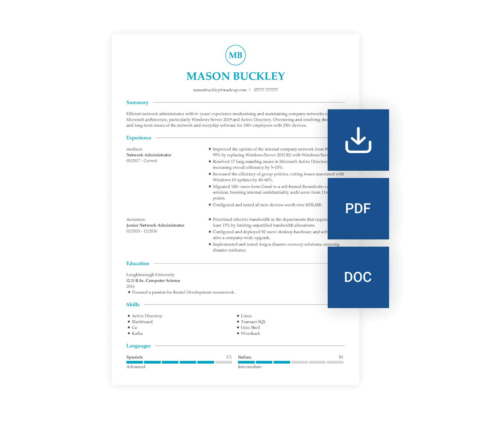 Stel online uw CV op en download het als PDF of DOC
