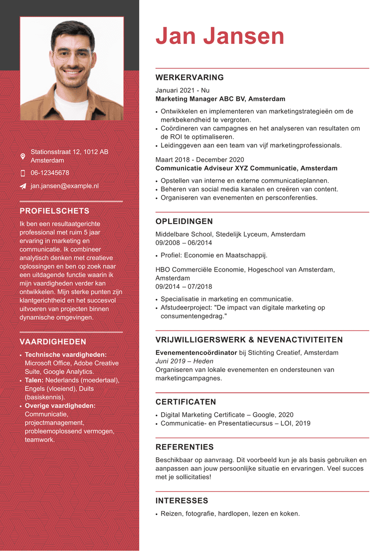 CV gemaakt in de LiveCareer-builder